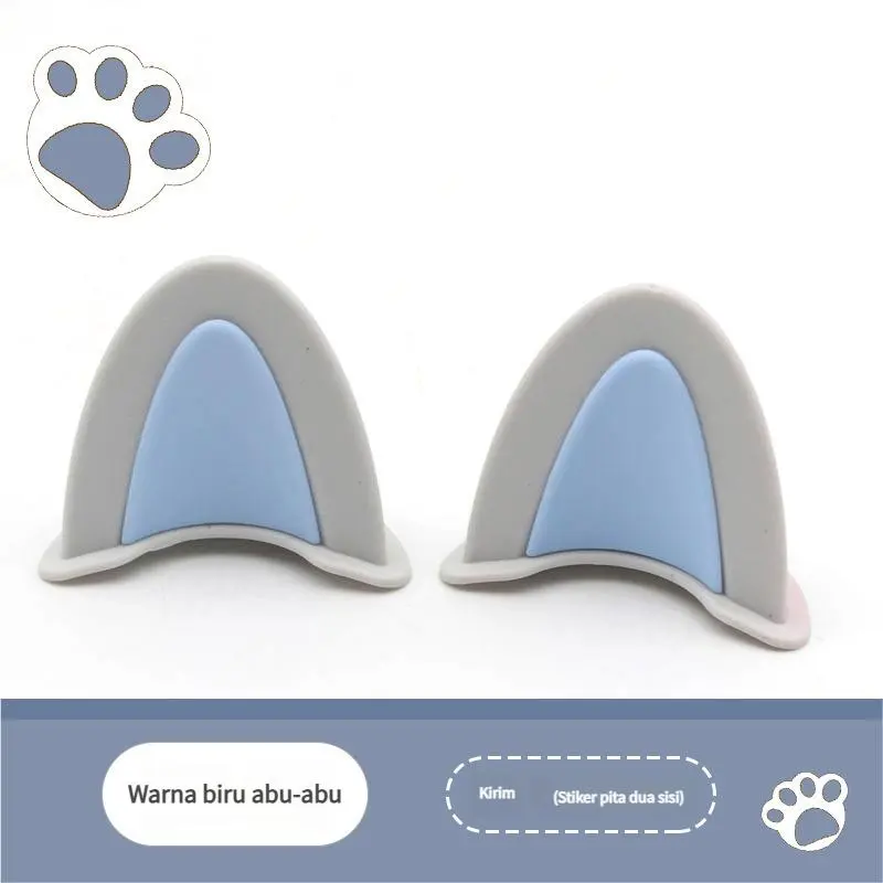 Abu-abu + Biru -Telinga Kucing