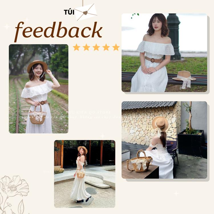 Combo Túi Mũ Cói Đeo Chéo Mix Nơ Ren Xinh Xắn Nhẹ Nhàng T27M18 QO Store 4