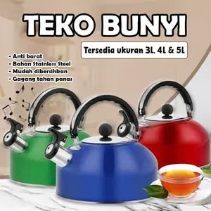 Teko Bunyi Kettle Air Uap Siul Peluit Wishtle Stainless Steel Warna-Warni Pegangan Anti Panas / Ceret Air COD