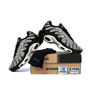 Jevans Sepatu Sneakers Kasual Jvs-Tn Pria Wanita Model Casual Outdoor Terbaru Bahan Premium Anti-Slip Hitam Shoes Snekers Running Olahraga Sport Kerja Black