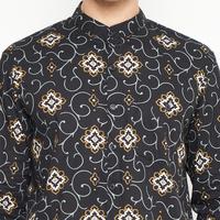 Gambar Vanfive Kemeja Koko Batik Shanghai Lengan Panjang Pria Slim Fit Hitam B1759 - M dari Vanfive Store Kota Administrasi Jakarta Selatan 5 Tokopedia