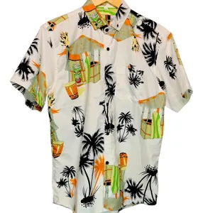 Kemeja Pria Motif Surfing Lengan Pendek Katun 100% Desain Ripped Modern & Stylish Cocok untuk Musim Panas Ukuran M/L/XL