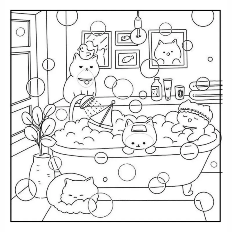 Buku Mewarnai CATS Coloring Book Aesthetic Cute dengan Kertas Tebal 200 GSM untuk Anak PAUD TK SD Remaja Dewasa 3