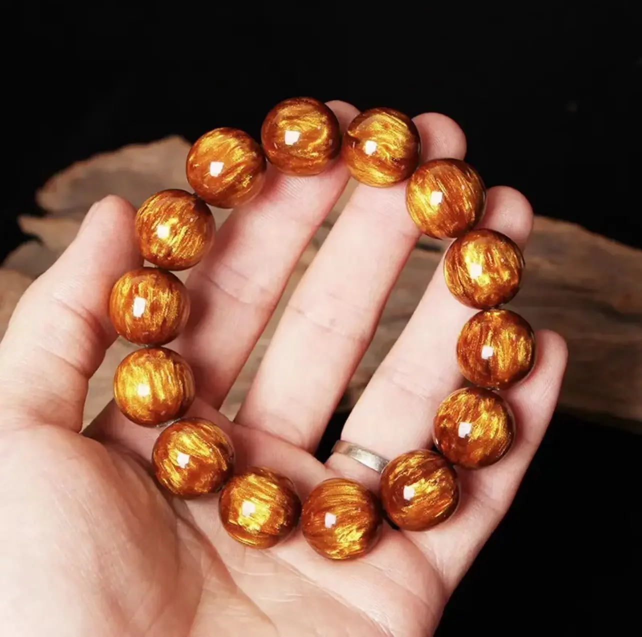 Huposu 1.6mm gold wire bracelet Buddha beads bracelet