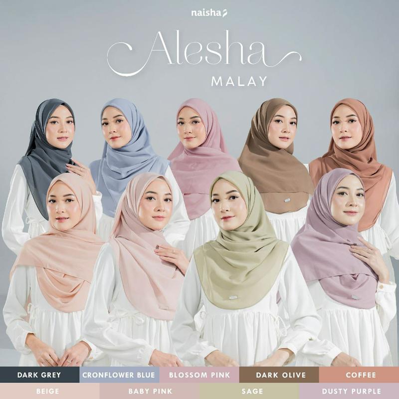 Product Introduction of Alesha Malay by Naisha - Hijab Malay Segi Empat / hijab instan terbaru kekinian premium / Bayar Ditempat Khimar Pink Muslim Soft 32