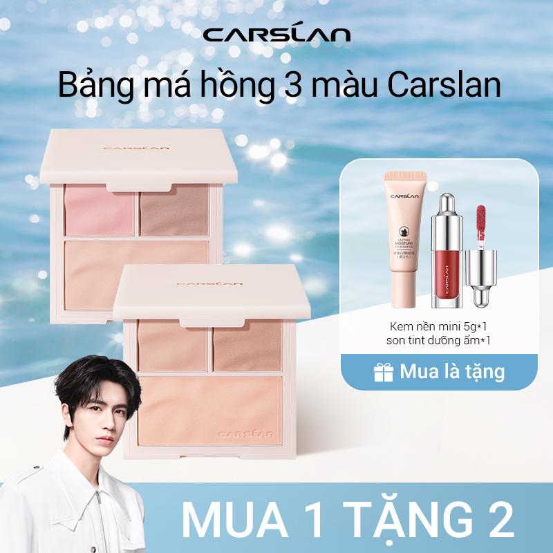 Phấn má hồng Carslan Bảng Phấn Bắt Phấn má 3 màu Đa Năng Giúp cho đường nét mặt sắc sảo 10.5g [Mua 1 tặng 2] son tint dưỡng ẩm*1+Kem nền mini 5g*1