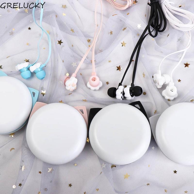 GRELUCKY Phim hoạt hình Dễ thương Đối với điện thoại di động Chân mèo Tai nghe…