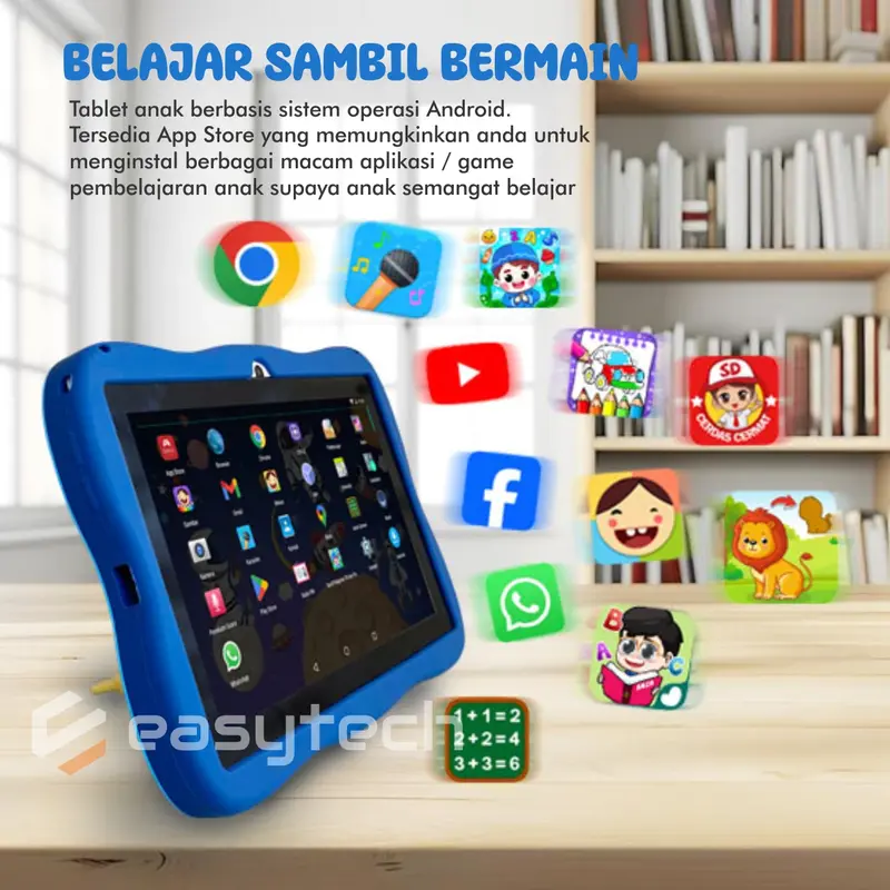 Tablet Anak Android Easytech E-18 Layar Sentuh IPS 8 Inch WiFi Only / Tablet Belajar Anak Edukasi paket  tablet q  tab 2