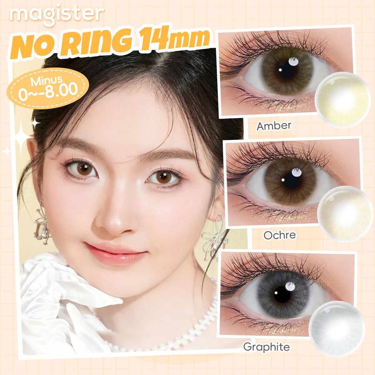 【No Ring & Newbie】Magister Softlens DIA 14mm Cokelat Normal Ochre Brown Lens Kontak Minus 0.00~-8.00 Abu-abu Russian Graphite Gray Lensa with Case