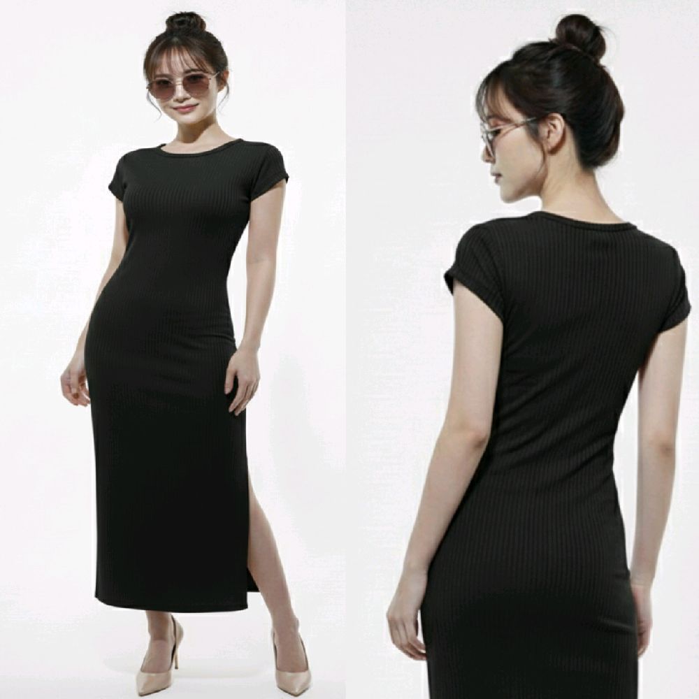 Dress Casual Wanita Slim Fit Pressbody Lengan Pendek Belah Samping Lime Dress Casual Wanita Slim Fit Pressbody Lengan Pendek Belah Samping Lime