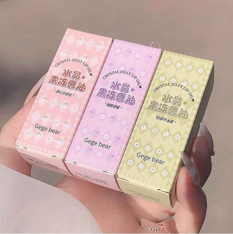 Product Introduction of Crystal Jelly Lip Oil Hydrating Plumping Lip Gloss Coat For Cute Makeup Lipsticks Tinted Clear Serum Fruit Lip Balm Cosmetics Peach Brush 85