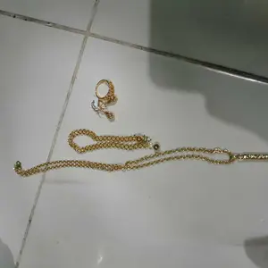 Set Perhiasan Terbaru Tembaga Lapis Emas Anti Karat Anti Luntur