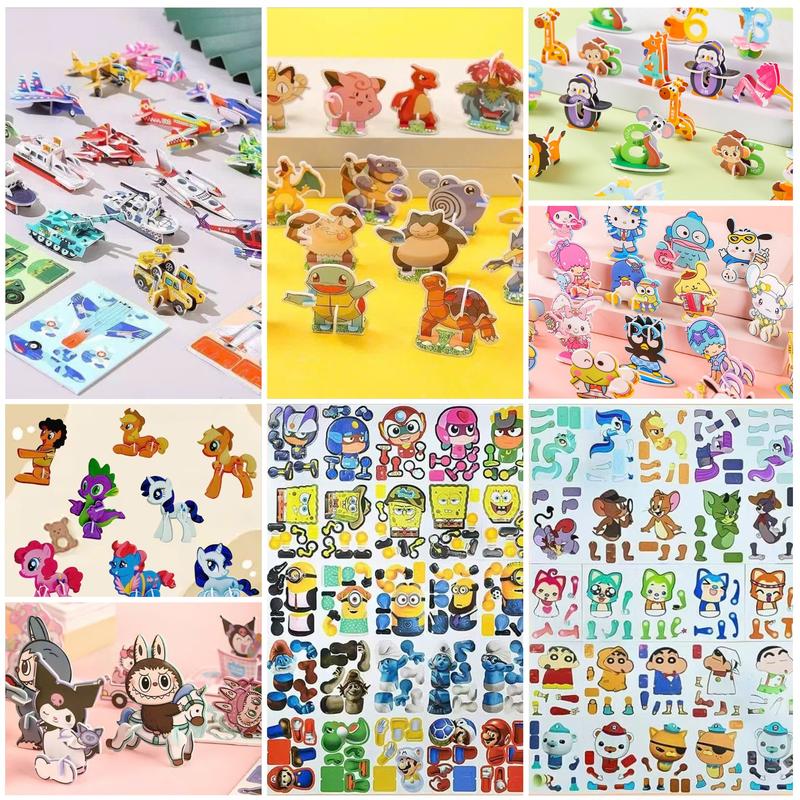  Set 200 hình không trùng lặp.Thẻ lắp ghép hình mô hình giấy động vật hoạt hình cho bé 