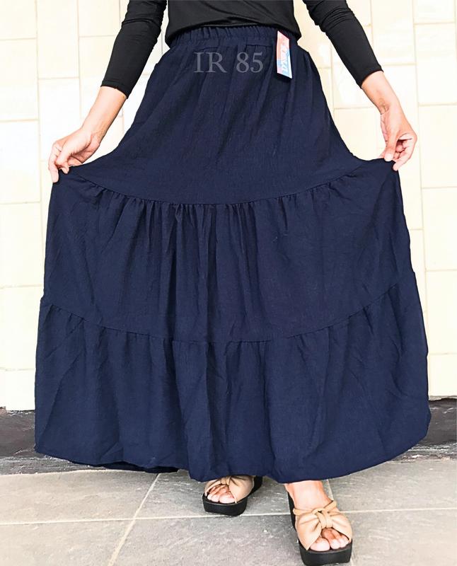 PROMO!!! IR Serena Rok Midi Rempel Cringkle Babydoll Premium – Rok Susun Ruffle Midi Skirt Panjang 0