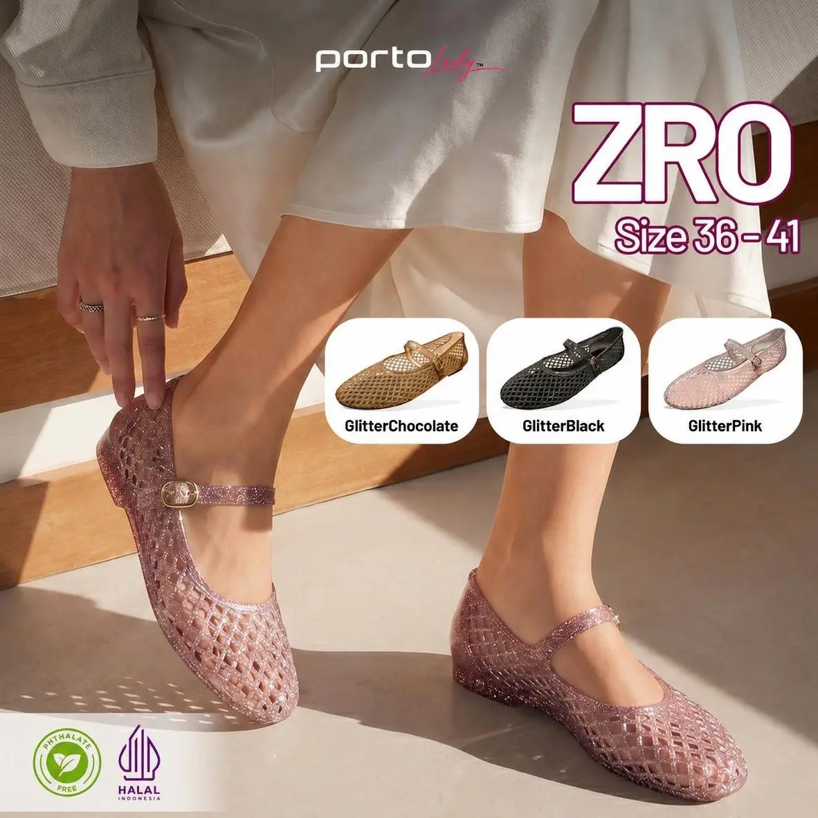 TheNY - Sepatu Jelly Wanita Casual Elegan Flat Shoes Ringan Nyaman Porto ZRO