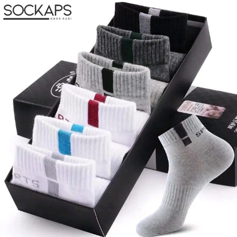 Kaos Kaki Sport Motif Garis Pendek Diatas Mata Kaki Dewasa Pria Wanita