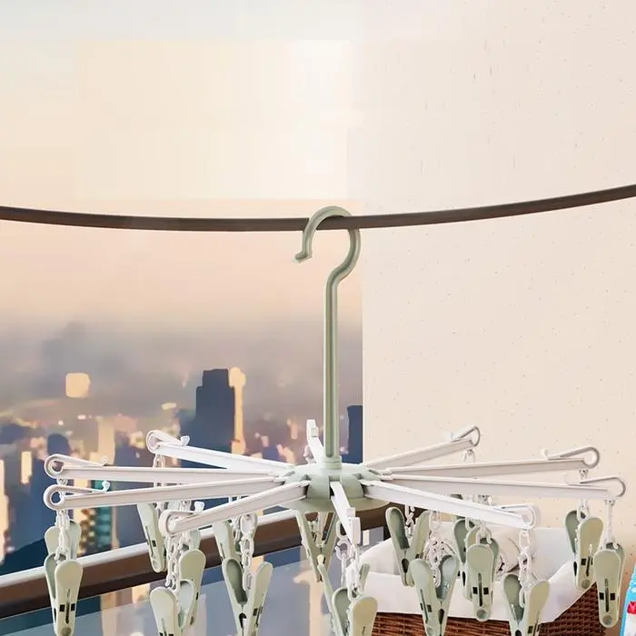 LKM543 JIAYI Folding Drying Hanger 20 Clip / Gantungan Baju Bayi Susun / Jemuran Putar Bulat [1KG 6PC] HALOMOMS