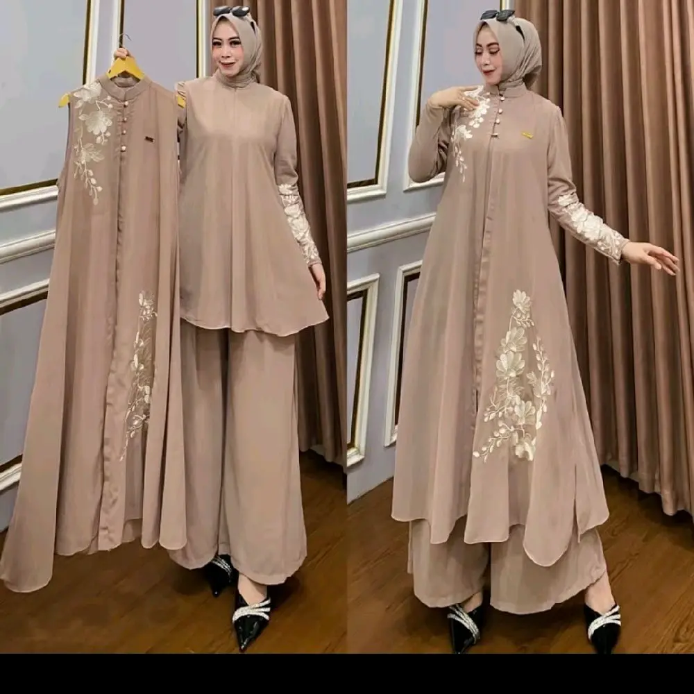 SELYYA SETELAN KULOT ROMPI BORDIR BEST SELLER BAHAN CERUTY