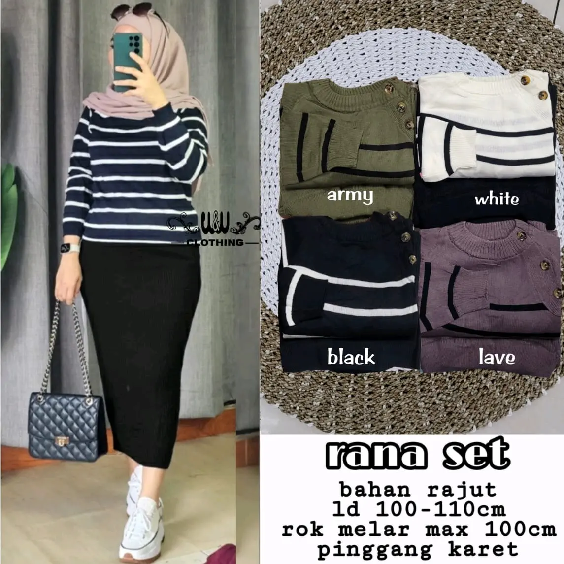 Rana Setelan Wanita (Atasan&Rok) Bahan Rajut by W&W