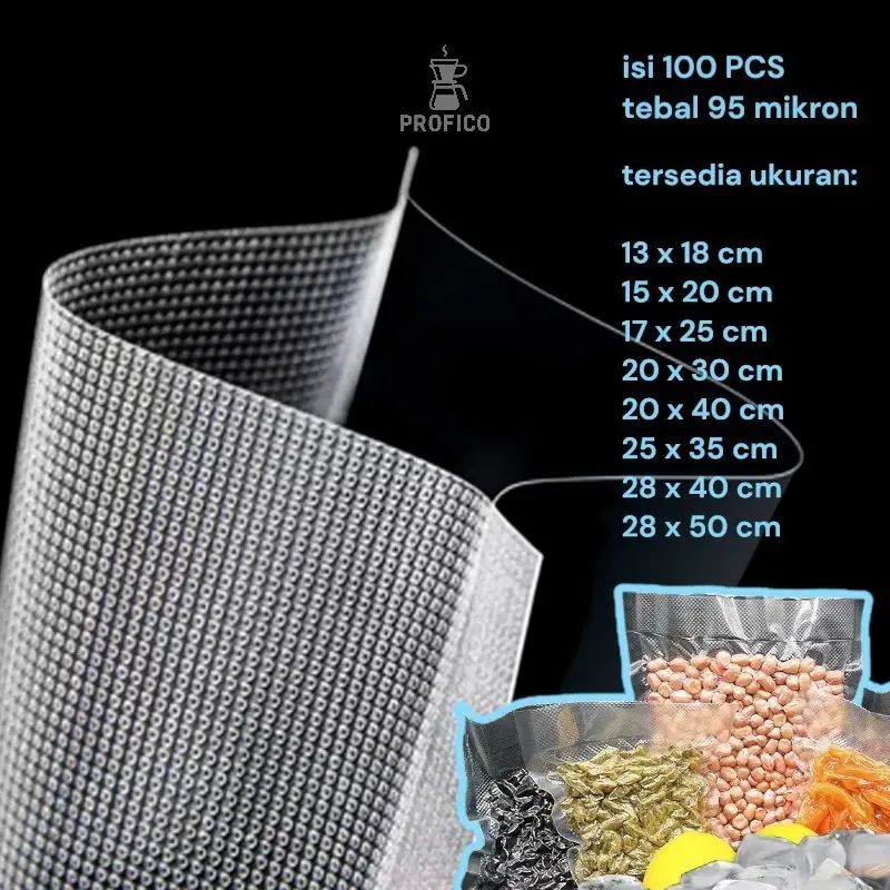 Plastik vakum embos 100pcs Plastic Vacuum sealer embossed PREMIUM QUALITY FOOD GRADE Tebal Berkualitas