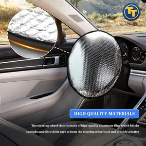 【TesoTeam】Perawatan Rutin Mobil  Perlindungan Kemudi Penutup Isolasi Panas Kemudi Aksesoris Mobil  Mengurangi Sinar Ultraviolet Car