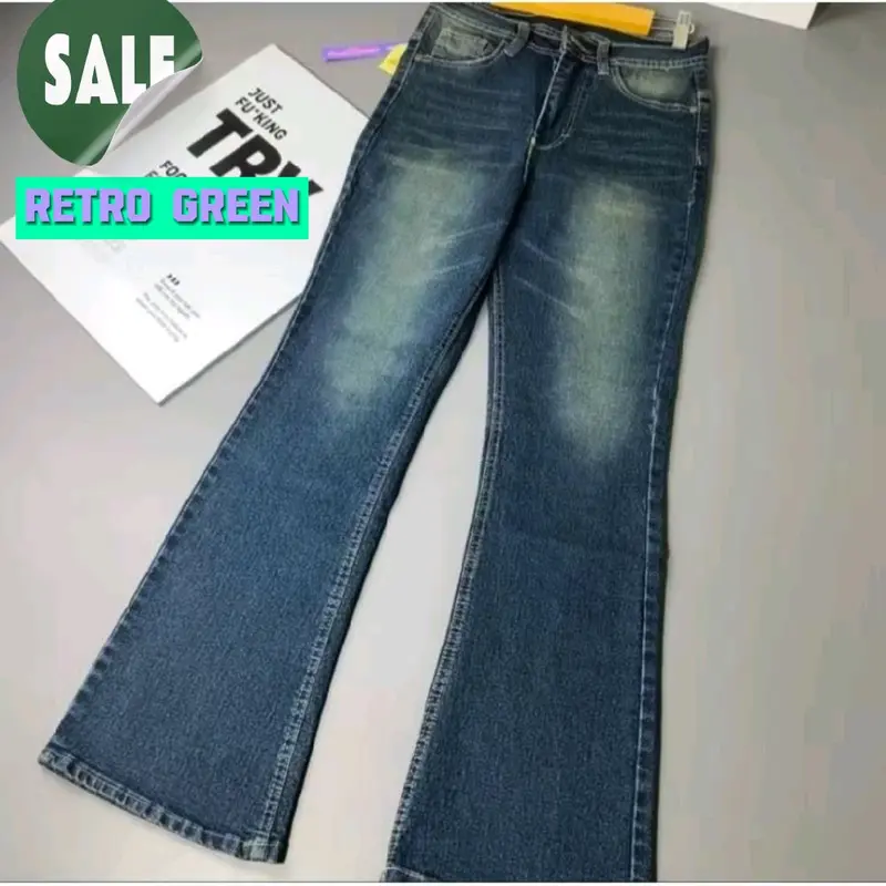 Jeans Wanita Cutbray Highwaist Strech - Model Retro Boyfriend Karet - Panjang, Cewek, Denim 4
