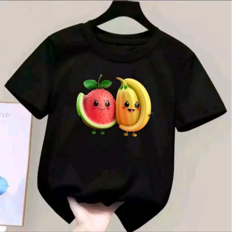 baju kaos anak anak unisex motif semangka dan pisang usia 2th sampai 10th 8