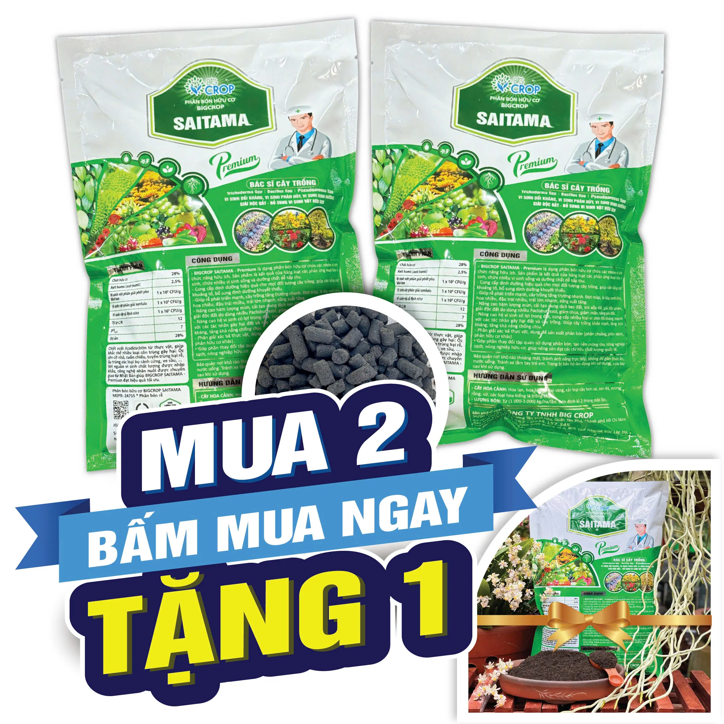 Saitama (Viên Nén)- Phân bón hữu cơ tan chậm dành cho hoa lan và cây trồng