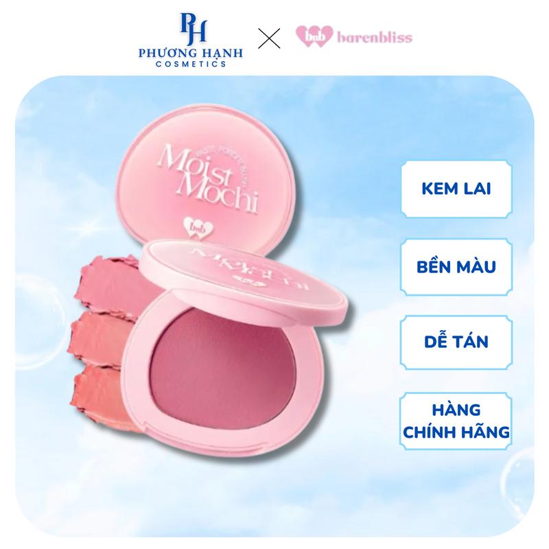 Má hồng barenbliss Moist Mochi Paste Powder Blush kem lai phấn dễ tán bền màu…