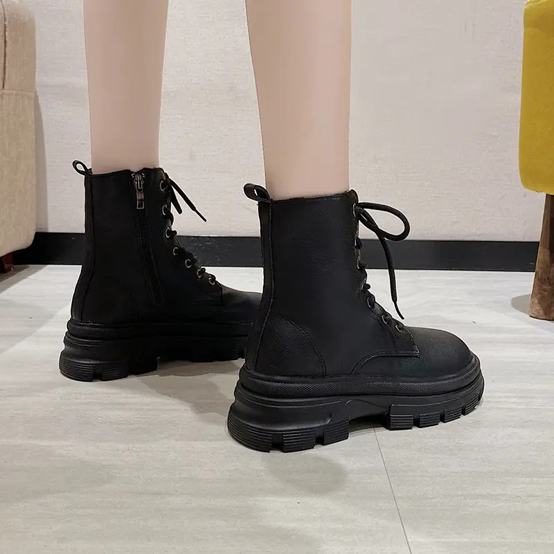 Boot Martin, JINxCHOY SHOES, Thời Trang, Cùng Phong Cách Với BLACKPINK, Buộc Dây, Đế Dày, Da PU, Thoáng Khí, Ấm Áp, Phong Cách Cơ Bản, Dành Cho Nữ, Chiều Dài Ngắn, SS24 GiàY Bốt Cổ Cao 6