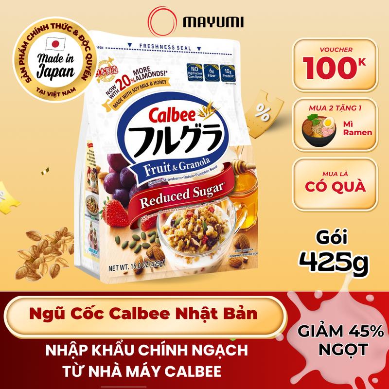 Ngũ Cốc Trái cây Calbee Nhật Bản 425g ÍT ĐƯỜNG Food Thức Ăn Hạt Ngũ Cốc