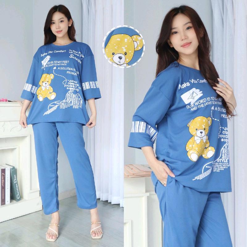 BUY 1 GET 1 !!! Setelan Wanita Jumbo PP Bear Text 3