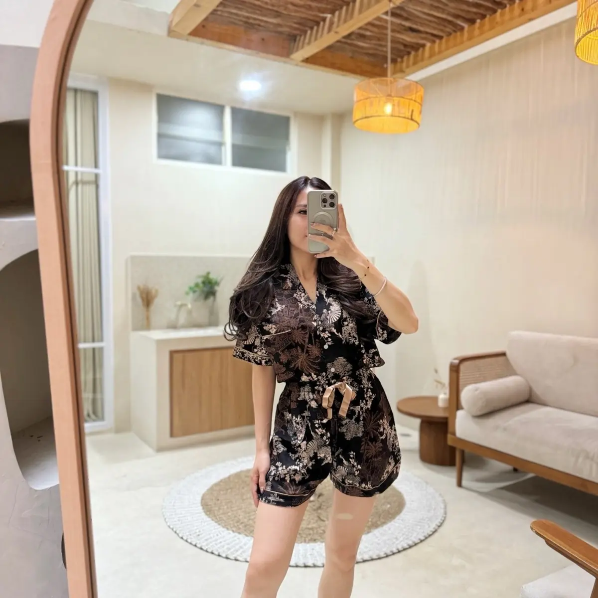 Ladicesleepwear - Baju Tidur Bahan Rayon Premium Setelan Piyama Pendek dan Panjang Motif Abstrak