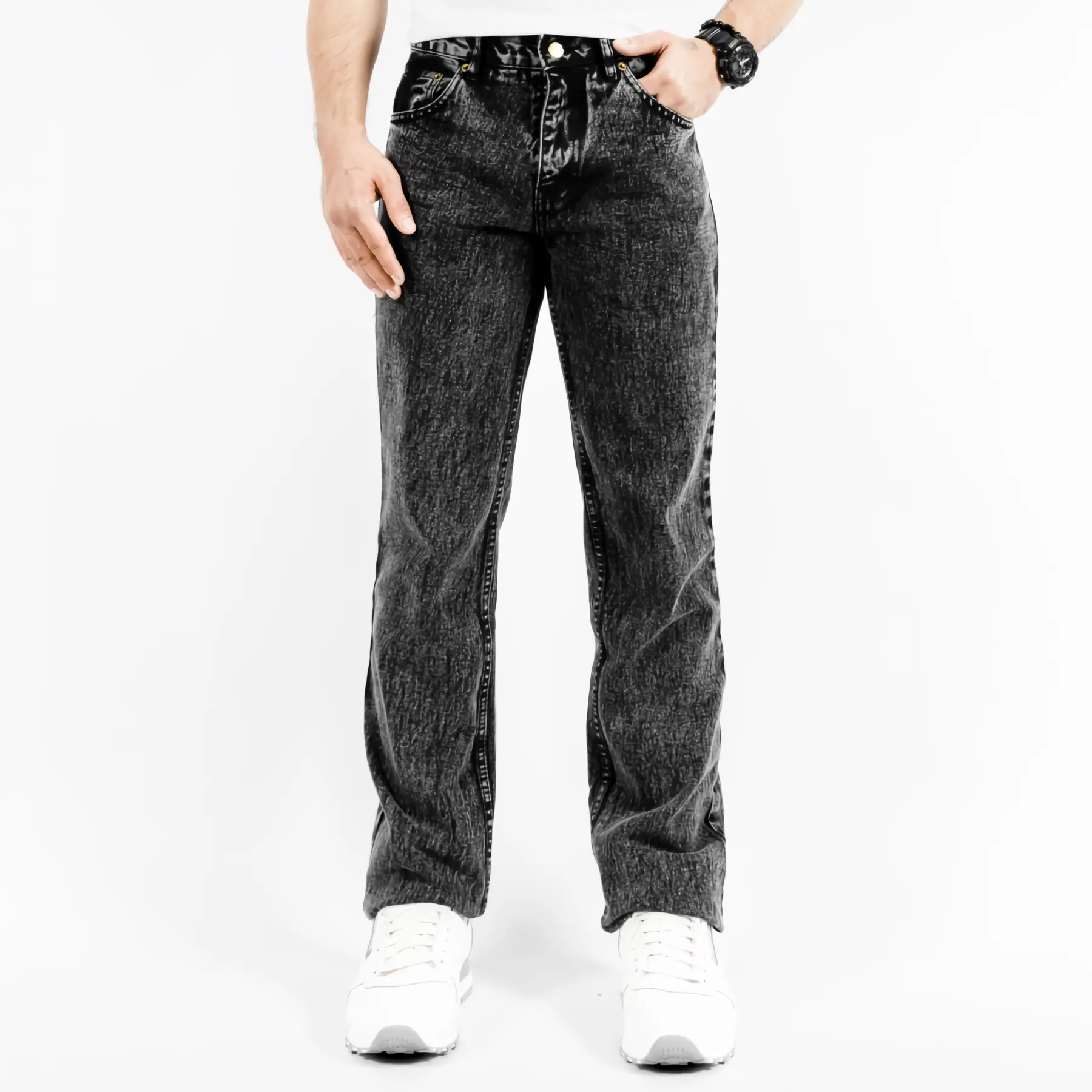 Celana Jeans Sandwash Panjang Reguler Pria Loose Fit Keren Denim Nyaman