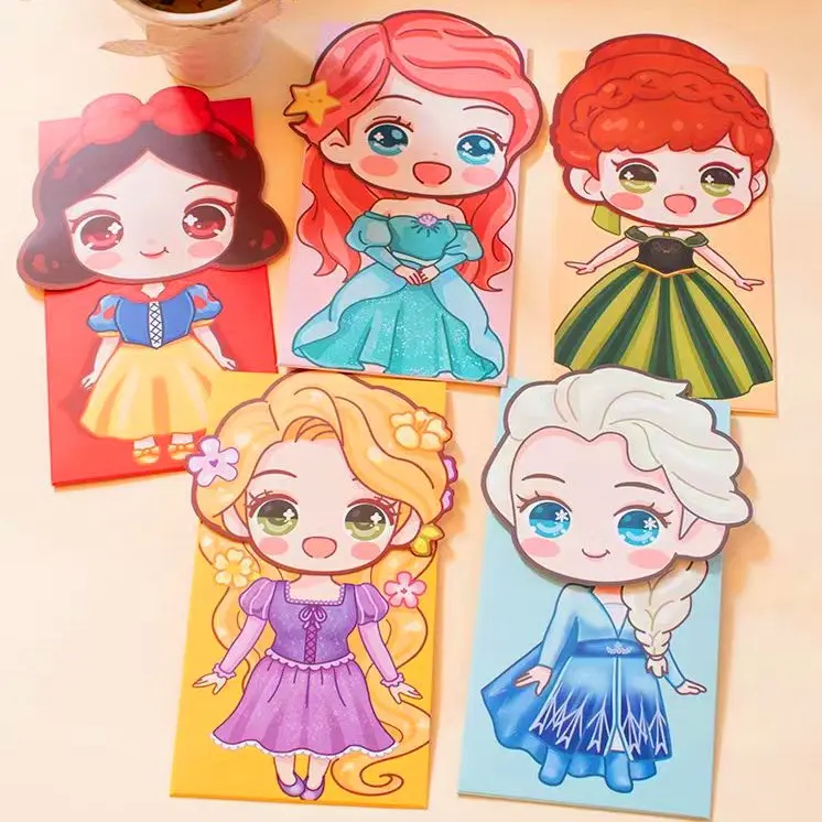 Cute Girl‘s Birthday Gift Sampul Duit Raya Money Envelope Cartoon Princess Prince Red Pcaket CNY New Year Angbao