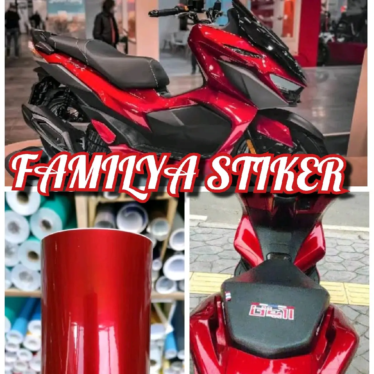 Stiker Skotlet Motor  merah candy  setiker sekotler merah candy