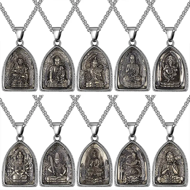Titanium steel Zodiac Eight guardian pendant retro non-fading necklace
