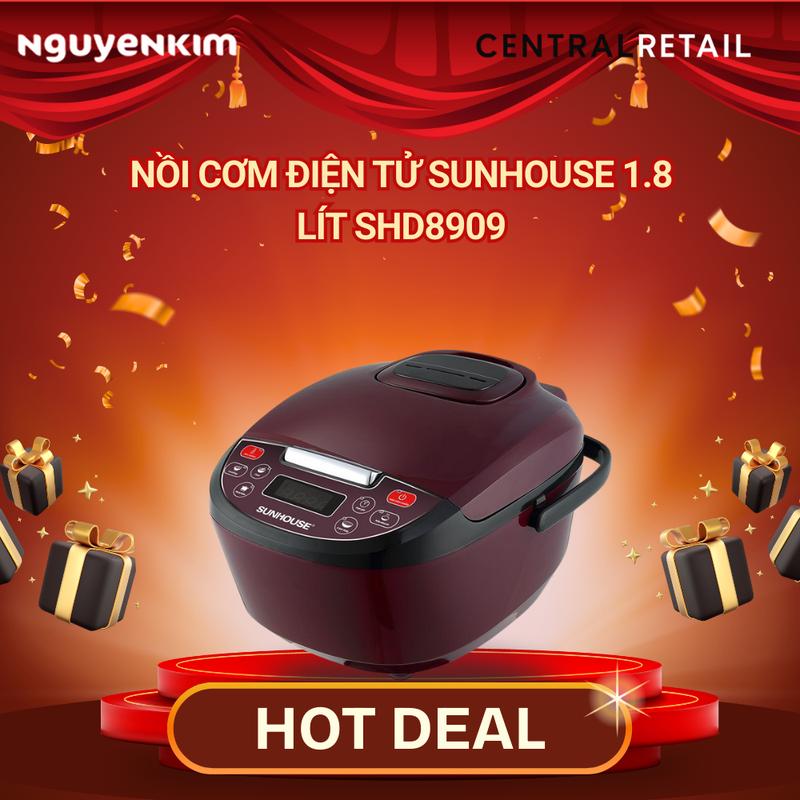 Hot Deal Nồi cơm điện tử Sunhouse 1.8 lít SHD8909 6 chế độ