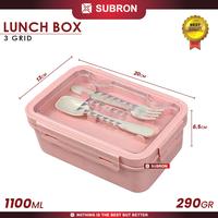 Gambar SUBRON Lunch Box Rantang 1100ML 3 Grid Free Sendok Garpu Food Grade Misting Bekal Makan Siang Kotak Wadah - KUNING dari SUBRON KITCHENWARE Kab. Bandung 5 Tokopedia