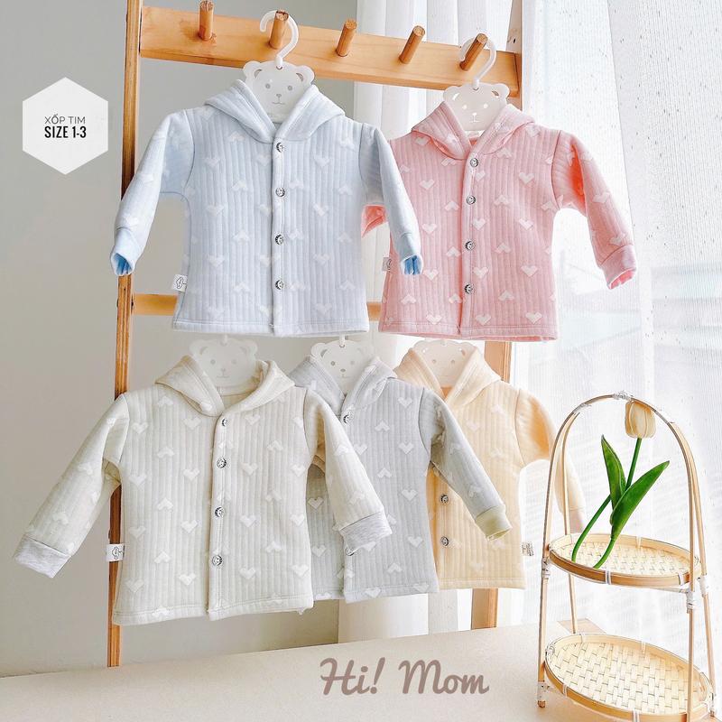 Áo khoác cho bé có mũ vải nỉ trần bông mềm mại Áo choàng sơ sinh mùa đông Himom