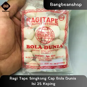 Ragi Tape Singkong Manis Cap Bola Dunia-Gajah isi 20-25 Keping - Kwalitet Istimewa - Baking, Food