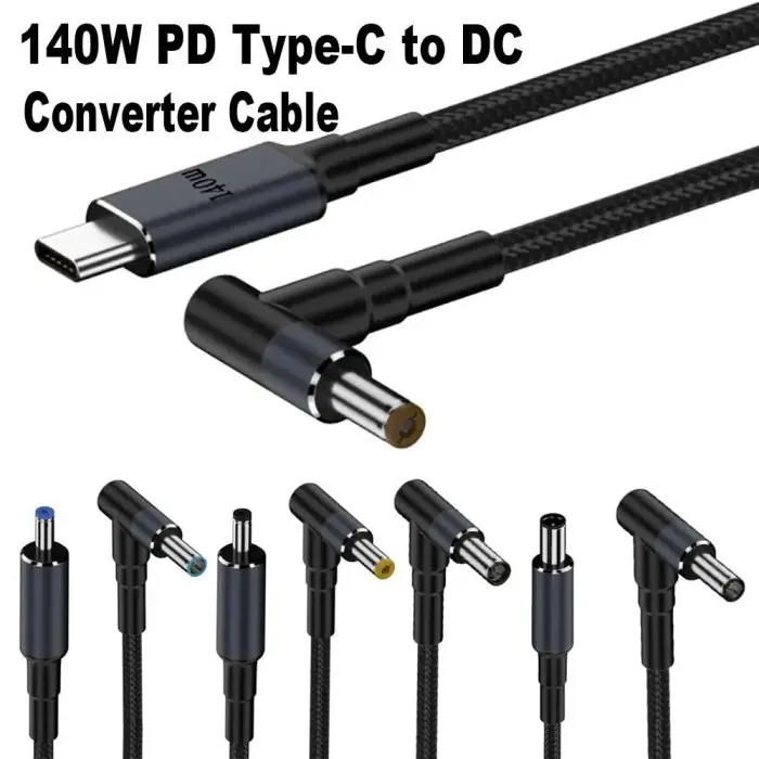 Terbatas ❤️ Kabel 140W Pd Nylon Usb Type C To Dc Charging Cable Power Adapter 1.8M 0