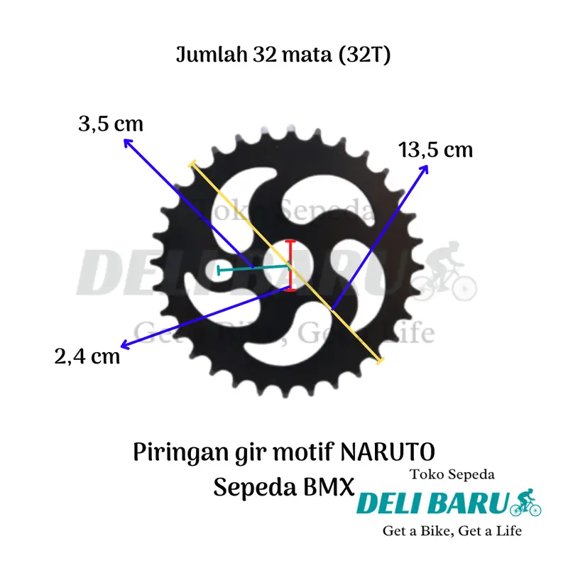 Delibaru Piring gir motif NARUTO piringan gir 28T 32T 36T 40T 44T sepeda BMX engkol gir langsung 2