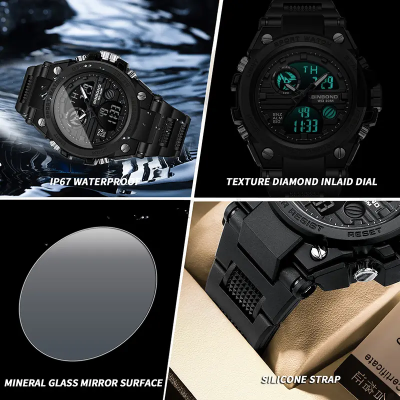 Fashion electronic watch 3c digital display waterproof luminous accurate timing watch 6