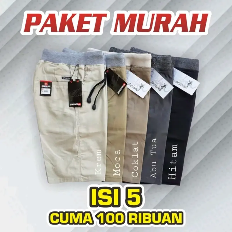 PROMO GILA !!! CELANA CHINOS PENDEK PRIA DEWASA 100 RIBUAN ISI 5 PCS CELANA CHINOS PINGGANG KARET ELATIS NYAMAN DIPAKAI 0