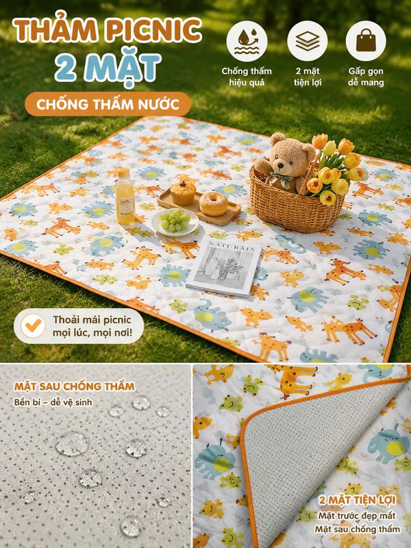 Thảm Picnic Chống Nước Chống Trượt Cao Cấp 1m2-1m3 – Thảm Dã Ngoại Gấp Gọn Tiện Lợi, Bề Mặt Êm Ái, Chống Thấm Nước, Phù Hợp Cắm Trại, Đi Biển, Công Viên