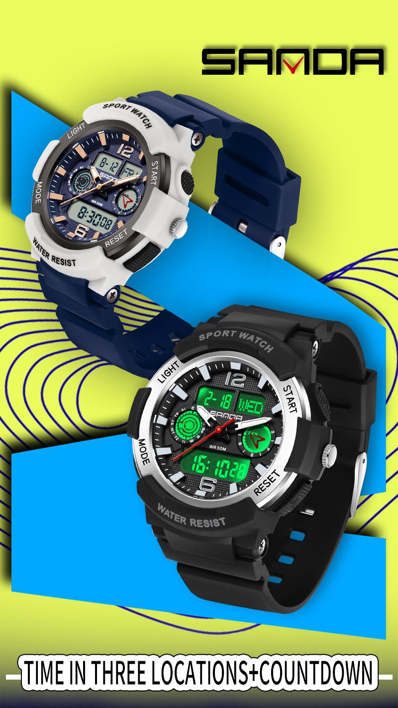 Product Introduction of SS24 Sanda 6188 Men's Fitness Outdoor Sports Watch Student Fashion Sports Waterproof Watch, Electronic Watch 13