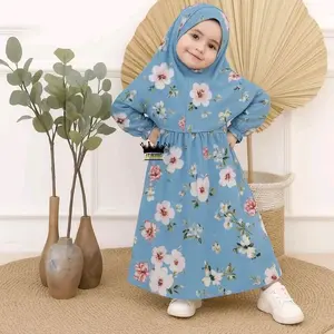 Gamis Anak Perempuan Safira Free Hijab Motif Bunga Fashion
