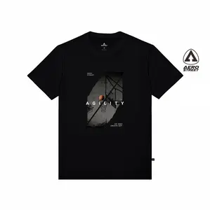 Aerostreet T Shirt Agility HItam Kaos T-Shirt Tshirt AACAA