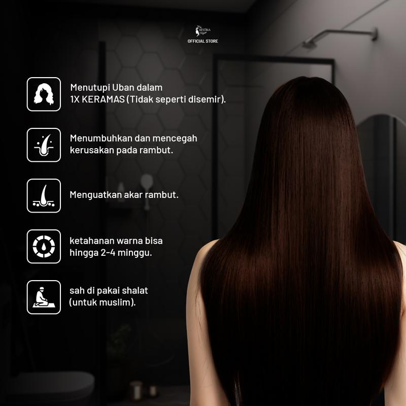 [Promo Spesial] Aestika Dark Brown Hair Coloring Shampoo - Pewarna Rambut Beruban Kering Red Extract 3